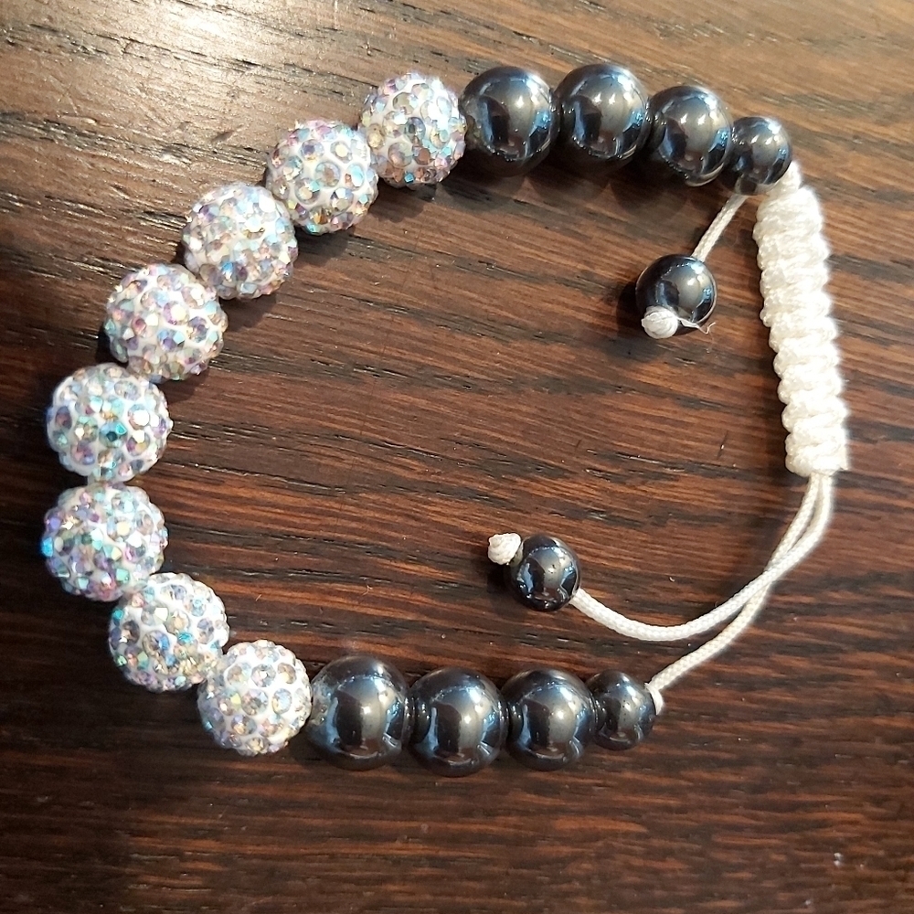 Shambala CRYSTAL bracelet/ white Black/A1